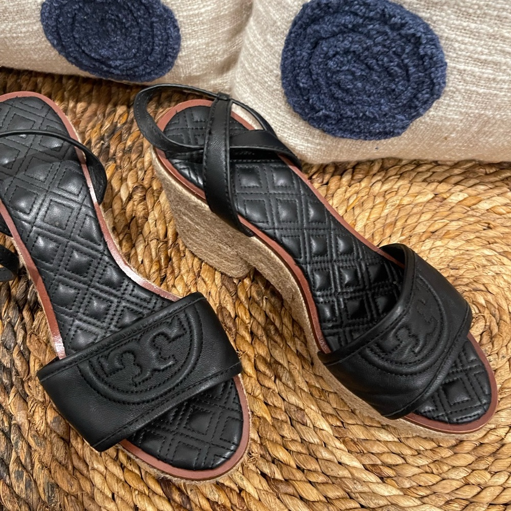 Tory Burch Women’s Espadrille Sandals Black Napa Leather